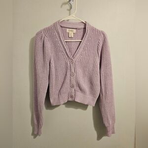 Jessica Simpson Cropped Lilac Button Up Sweater Size S